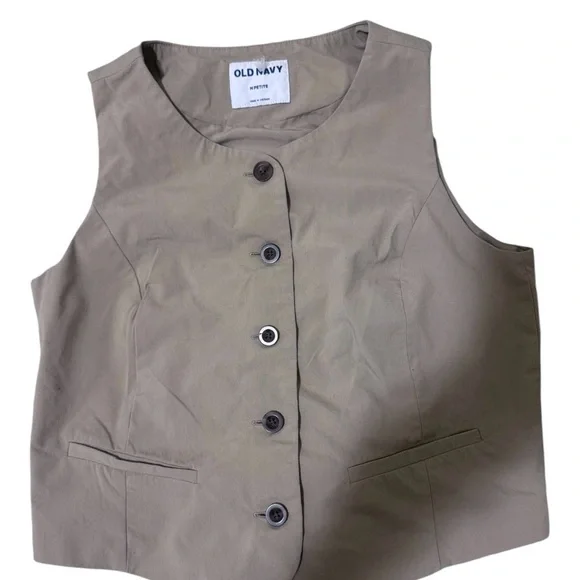 Old Navy Beige Buttoned Vest - Picture 2 of 7